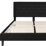 English Elm King Size Tufted Upholstered Platform Bed in Fabric