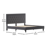 English Elm King Size Tufted Upholstered Platform Bed in Fabric