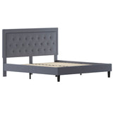 English Elm King Size Tufted Upholstered Platform Bed in Fabric