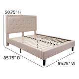 English Elm Queen Size Tufted Upholstered Platform Bed in Fabric