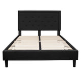 English Elm Queen Size Tufted Upholstered Platform Bed in Fabric