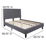 English Elm Queen Size Tufted Upholstered Platform Bed in Fabric