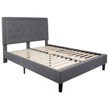 English Elm Queen Size Tufted Upholstered Platform Bed in Fabric