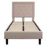 English Elm Twin Size Tufted Upholstered Platform Bed in Fabric