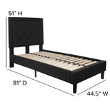 English Elm Twin Size Tufted Upholstered Platform Bed in Fabric