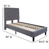 English Elm Twin Size Tufted Upholstered Platform Bed in Fabric