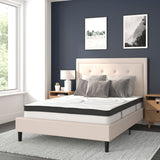 English Elm Full Size Tufted Upholstered Platform Bed in Fabric with 10 Inch CertiPUR-US Certified Pocket Spring Mattress