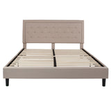 English Elm King Size Tufted Upholstered Platform Bed in Fabric with 10 Inch CertiPUR-US Certified Pocket Spring Mattress