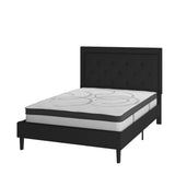 English Elm Full Size Tufted Upholstered Platform Bed in Fabric with 10 Inch CertiPUR-US Certified Pocket Spring Mattress