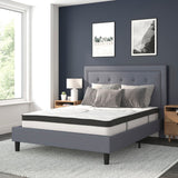 English Elm Queen Size Tufted Upholstered Platform Bed in Fabric with 10 Inch CertiPUR-US Certified Pocket Spring Mattress