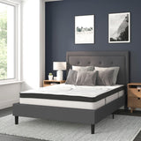 English Elm Full Size Tufted Upholstered Platform Bed in Fabric with 10 Inch CertiPUR-US Certified Pocket Spring Mattress