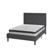 English Elm Full Size Tufted Upholstered Platform Bed in Fabric with 10 Inch CertiPUR-US Certified Pocket Spring Mattress