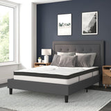 English Elm Queen Size Tufted Upholstered Platform Bed in Fabric with 10 Inch CertiPUR-US Certified Pocket Spring Mattress