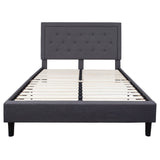 English Elm Queen Size Tufted Upholstered Platform Bed in Fabric with 10 Inch CertiPUR-US Certified Pocket Spring Mattress