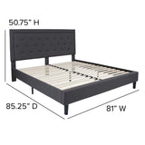 English Elm King Size Tufted Upholstered Platform Bed in Fabric with 10 Inch CertiPUR-US Certified Pocket Spring Mattress