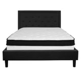 English Elm Queen Size Tufted Upholstered Platform Bed in Fabric with Memory Foam Mattress