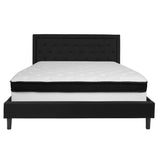 English Elm King Size Tufted Upholstered Platform Bed in Fabric with Memory Foam Mattress