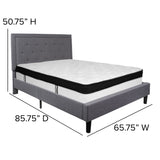 English Elm Queen Size Tufted Upholstered Platform Bed in Fabric with Memory Foam Mattress