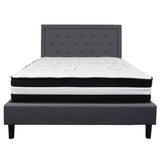 English Elm Queen Size Tufted Upholstered Platform Bed in Fabric with Memory Foam Mattress