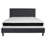 English Elm King Size Tufted Upholstered Platform Bed in Fabric with Memory Foam Mattress