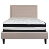 English Elm Full Size Tufted Upholstered Platform Bed in Fabric with Pocket Spring Mattress