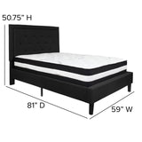 English Elm Full Size Tufted Upholstered Platform Bed in Fabric with Pocket Spring Mattress