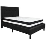 English Elm Full Size Tufted Upholstered Platform Bed in Fabric with Pocket Spring Mattress