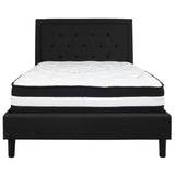 English Elm Full Size Tufted Upholstered Platform Bed in Fabric with Pocket Spring Mattress