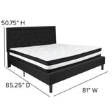 English Elm King Size Tufted Upholstered Platform Bed in Fabric with Pocket Spring Mattress