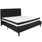 English Elm King Size Tufted Upholstered Platform Bed in Fabric with Pocket Spring Mattress