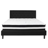 English Elm King Size Tufted Upholstered Platform Bed in Fabric with Pocket Spring Mattress