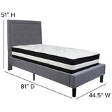 English Elm Twin Size Tufted Upholstered Platform Bed in Fabric with Pocket Spring Mattress