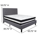 English Elm Queen Size Tufted Upholstered Platform Bed in Fabric with Pocket Spring Mattress