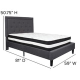 English Elm Full Size Tufted Upholstered Platform Bed in Fabric with Pocket Spring Mattress