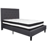 English Elm Full Size Tufted Upholstered Platform Bed in Fabric with Pocket Spring Mattress