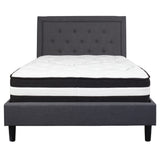 English Elm Full Size Tufted Upholstered Platform Bed in Fabric with Pocket Spring Mattress