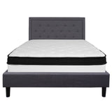 English Elm Queen Size Tufted Upholstered Platform Bed in Fabric with Pocket Spring Mattress