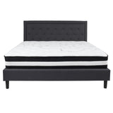 English Elm King Size Tufted Upholstered Platform Bed in Fabric with Pocket Spring Mattress