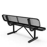 English Elm Commercial Grade 6' Outdoor Bench with Backrest, Commercial Grade Expanded Metal Mesh Seat and Backrest and Steel Frame