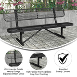 English Elm Commercial Grade 6' Outdoor Bench with Backrest, Commercial Grade Expanded Metal Mesh Seat and Backrest and Steel Frame