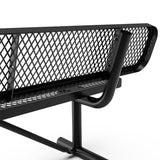 English Elm Commercial Grade 6' Outdoor Bench with Backrest, Commercial Grade Expanded Metal Mesh Seat and Backrest and Steel Frame