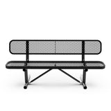 English Elm Commercial Grade 6' Outdoor Bench with Backrest, Commercial Grade Expanded Metal Mesh Seat and Backrest and Steel Frame