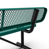 English Elm Commercial Grade 6' Outdoor Bench with Backrest, Commercial Grade Expanded Metal Mesh Seat and Backrest and Black Steel Frame