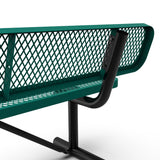 English Elm Commercial Grade 6' Outdoor Bench with Backrest, Commercial Grade Expanded Metal Mesh Seat and Backrest and Black Steel Frame with Anchors