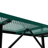 English Elm Commercial Grade a 6' Rectangular Outdoor Picnic Table with Commercial Heavy Gauge Expanded Metal Mesh Top and Seats and Black Steel Frame