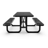 English Elm Commercial Grade a 8' Rectangular Outdoor Picnic Table with Commercial Heavy Gauge Expanded Metal Mesh Top and Seats and Steel Frame