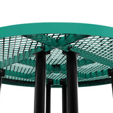 English Elm Commercial Grade 46" Round Outdoor Picnic Table with Commercial Grade Heavy Gauge Expanded Metal Mesh Top and Seats and Black Steel Frame