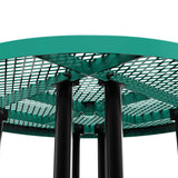 English Elm Commercial Grade 46" Round Outdoor Picnic Table with Commercial Grade Heavy Gauge Expanded Metal Mesh Top and Seats and Black Steel Frame with Anchors