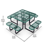 English Elm Commercial Grade 46" Square Outdoor Picnic Table with Commercial Grade Heavy Gauge Expanded Metal Mesh Top and Seats and Black Steel Frame