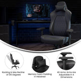 English Elm Commercial Grade Ergonomic High Back Adjustable Gaming Chair with 4D Armrests, Headrest Pillow, and Adjustable Lumbar Support, Black with Stitching